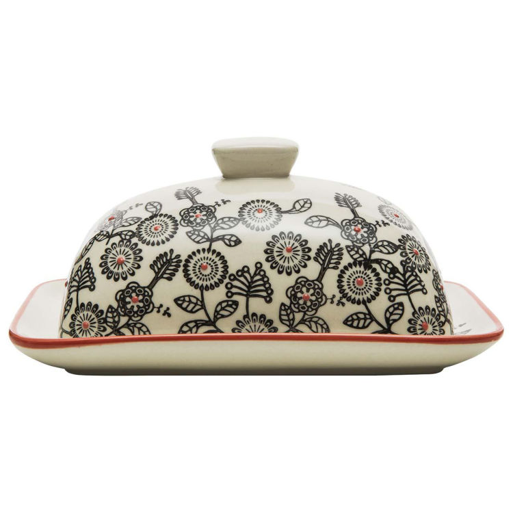 Butterdose 'FLORAL' aus Steinzeug