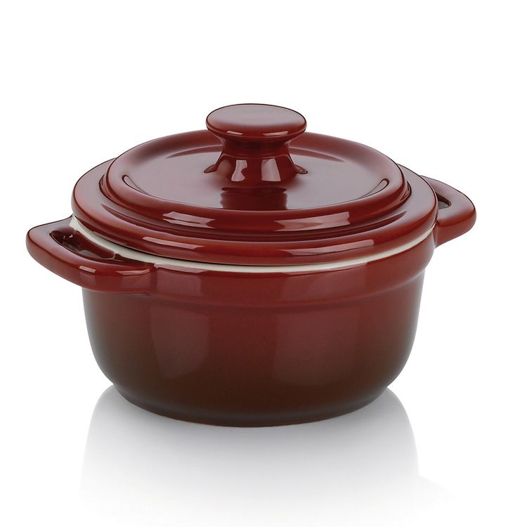 Servier- und Auflaufform Malin Keramik rot Mit Deckel 8cm 10cmØ