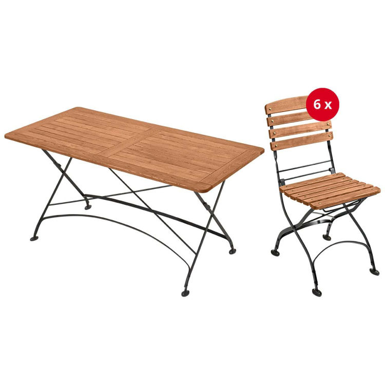 Gartenmöbel-Set 'Maja' 7-teilig,Tisch 160 x 80 cm, 6 Stühle