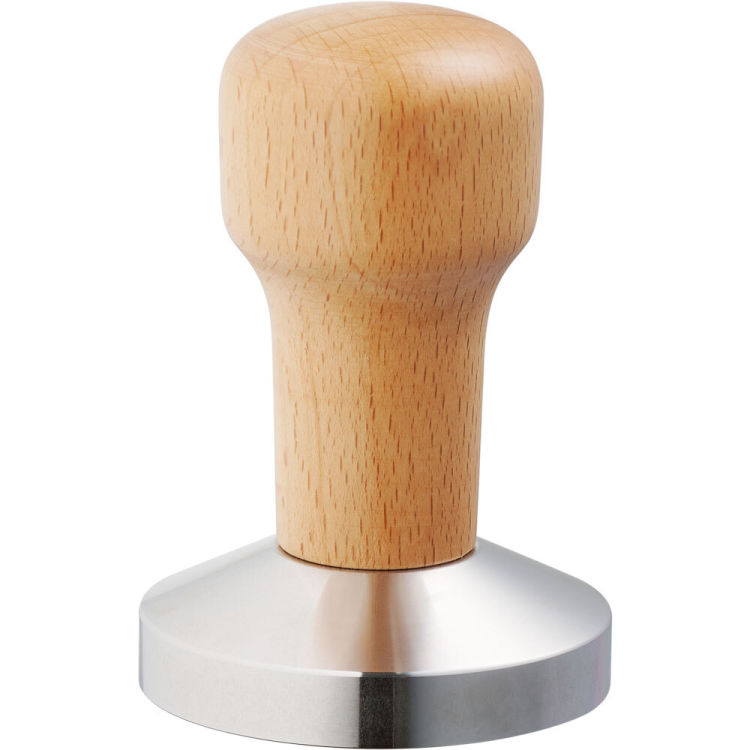 Tamper en acier inoxydable, avec poignée en bois, Ø 58 mm, 85 mm de hauteur