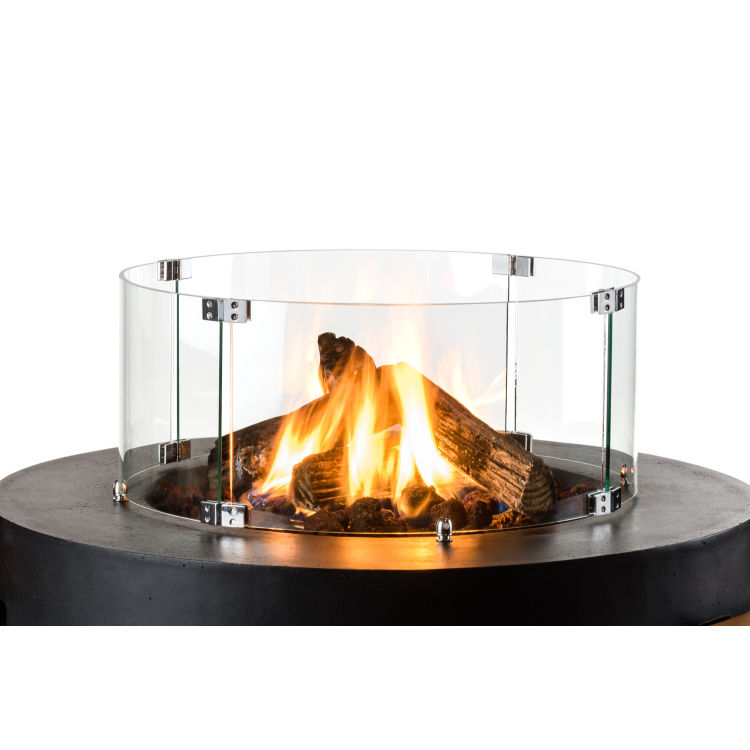 Glasschirm für Feuertisch Rund