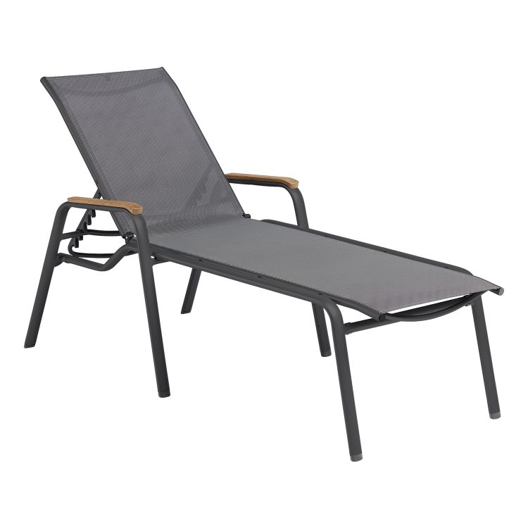 Stapelliege mit Armlehne Teak CIRRUS