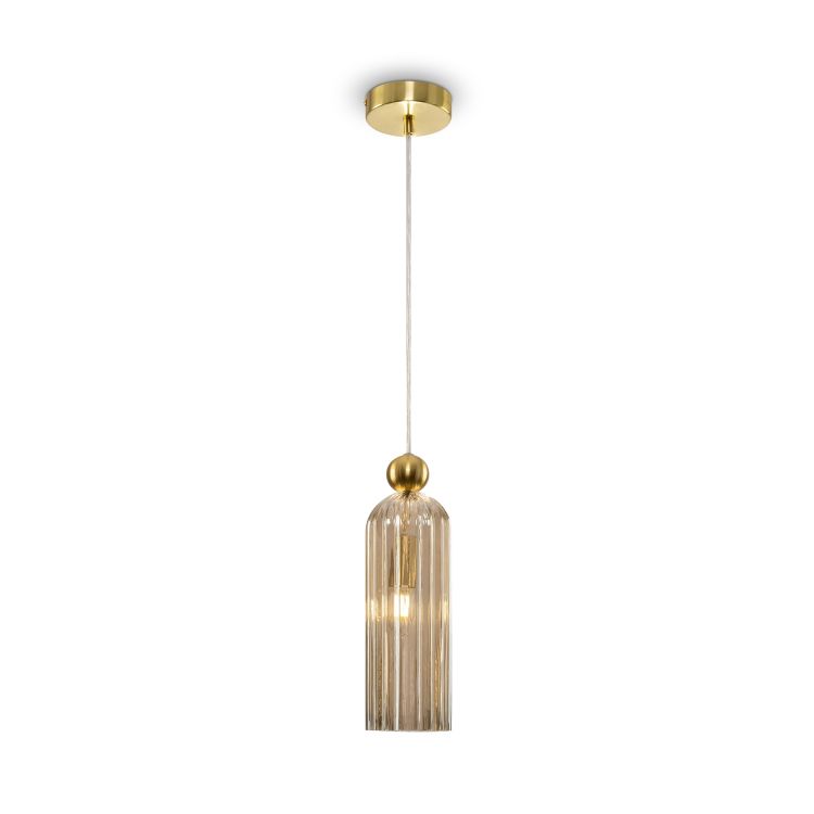 Pendelleuchte Antic, Gold und Cognac, 1-flammig, E14, exkl. Leuchtmittel