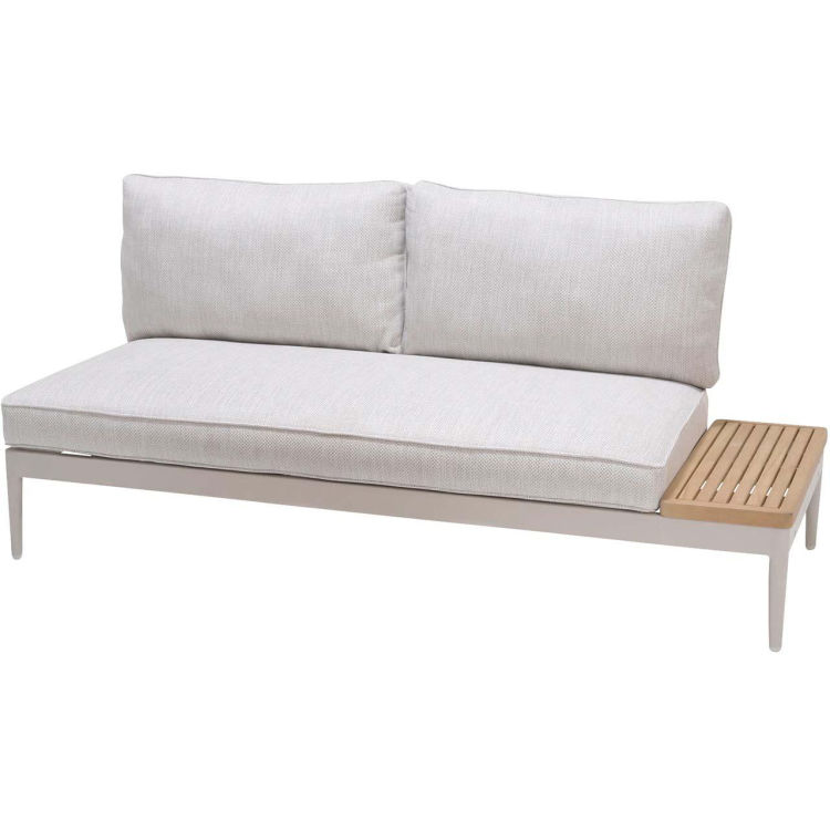 Gartensofa 2-Sitzer 'Topaz' mit 2 Rückenlehnen, mit Ablage aus Teakholz, ecru