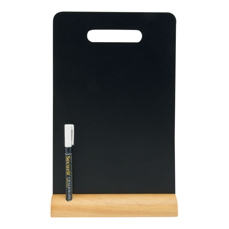 Tischtafel mit Griff - Holzfuß - Kreidemarker inklusive