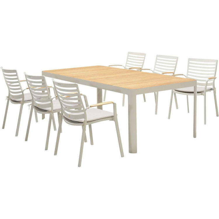 Gartenmöbel-Set 'Portals' 6 Stühle, 1 Tisch 209 x 95, ecru