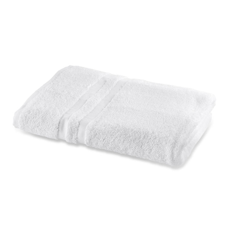 Walkfrottier Duschtuch weiss 70/140 cm, 310 g/qm,  2-Streifen Bordüre