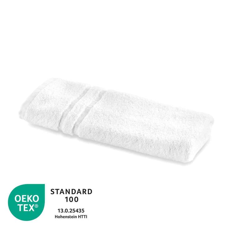 Walkfrottier Gästetuch weiss 30/50 cm, 450 g/qm, 2 Streifenbordüre