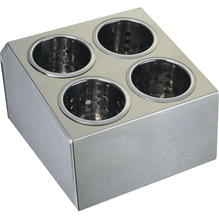 Support pour 4 porte-couverts perforés en inox