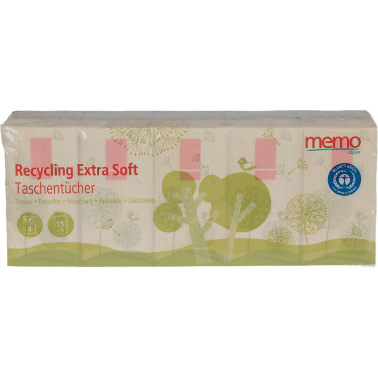 memo 15x10 Taschentücher Recycling extra soft, 4-lagig