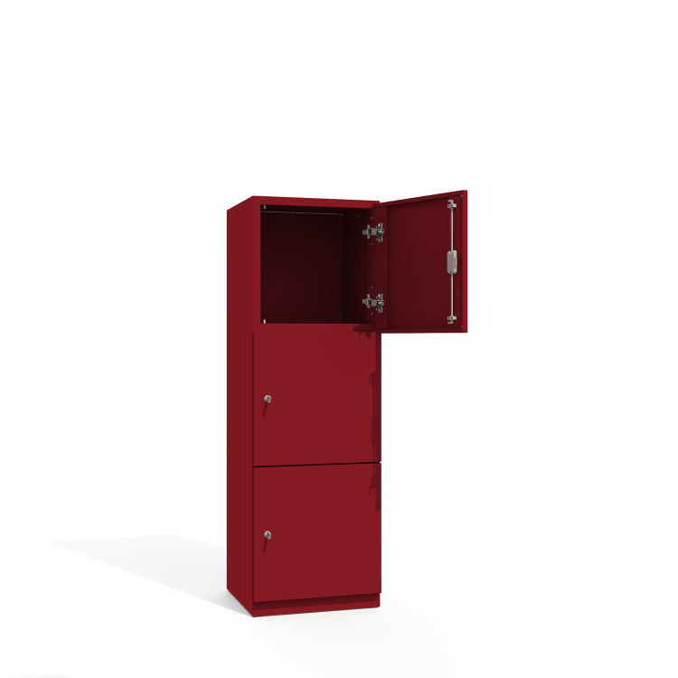 Büroschrank Premium 3 Fächer 3 Türen mit rubinrotem Korpus