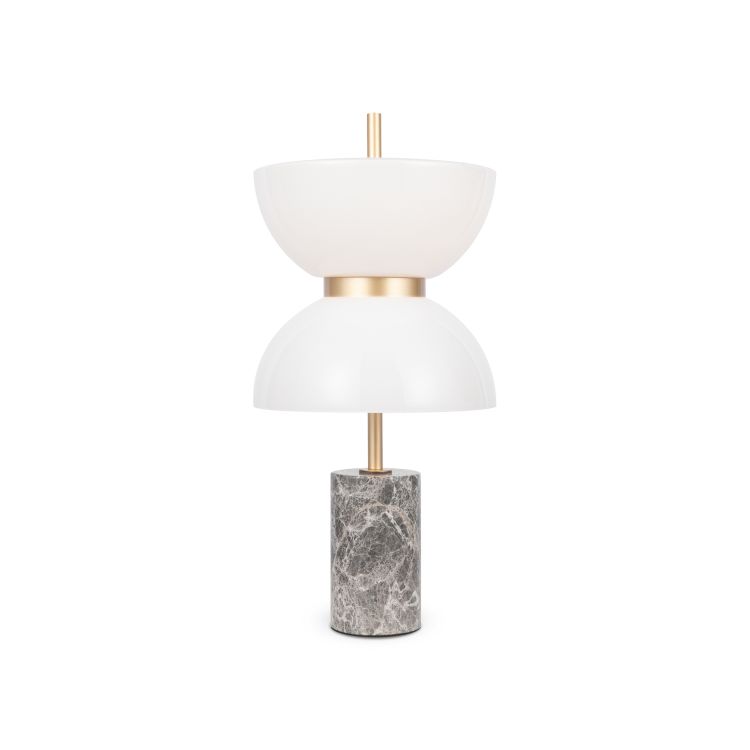 Tischleuchte Kyoto Gold und Grau, aus Metall und Marmor, LED, 500lm, 3000K