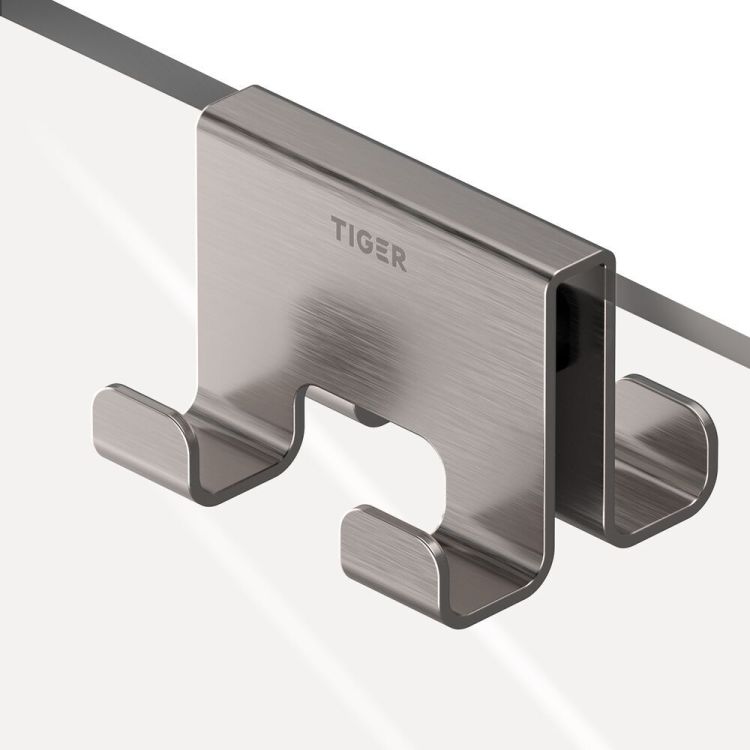 Gancho toallero para cabina de ducha 6-8 mm doble acero inox. cepillado Caddy