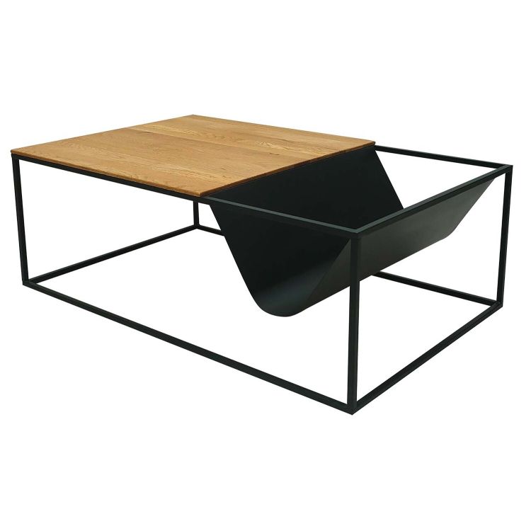 Couchtisch 'Elias' mit Ablage aus Stahl, Wildeiche, 110 x 42 x 70 cm