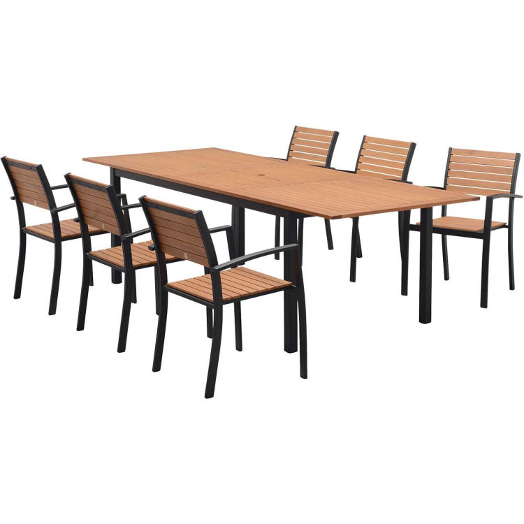 Gartenmöbel-Set 'Barcelona' 6 Stühle, 1 Tisch 180/240 x 100, schwarz