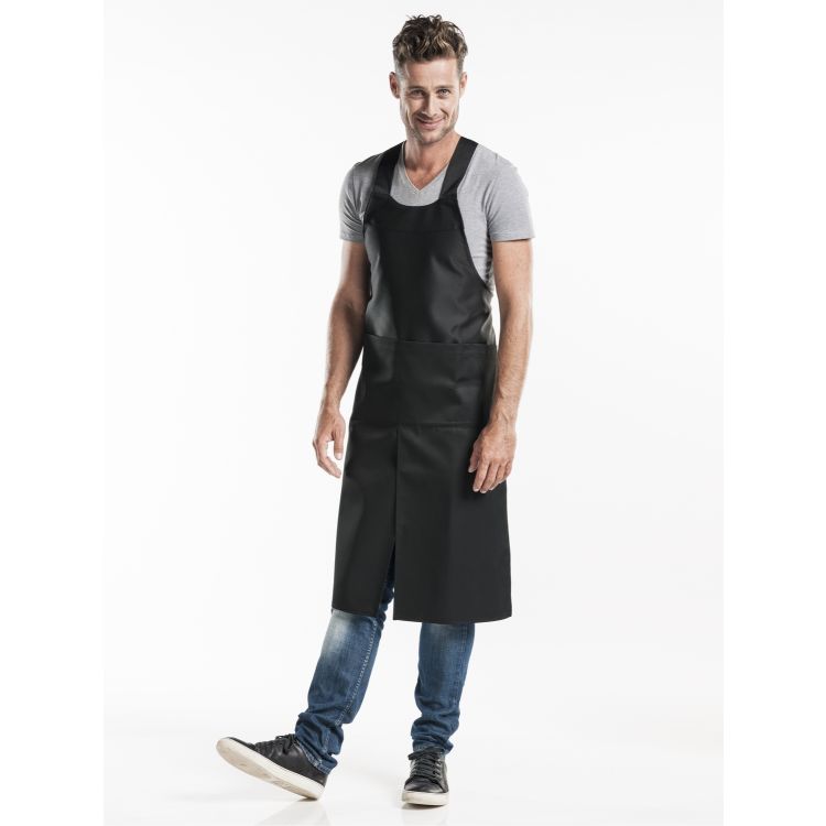 Latzschürze 4–Pockets Cross Black W75 – L100
