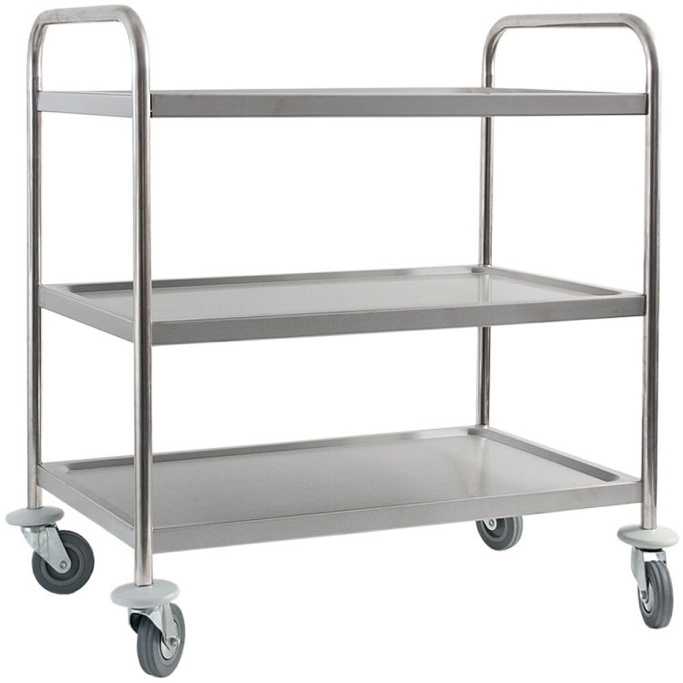 Chariot de service Stalgast en inox avec trois plateaux