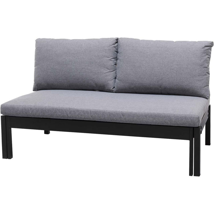 Gartensofa 2-Sitzer 'Barcelona', ausziehbar zur Liege, schwarz