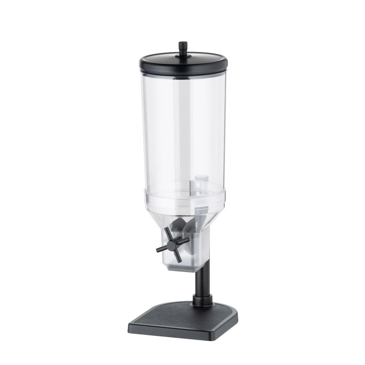 Cerealienspender -FRESH+EASY- 22 x 17,5 cm, H: 52 cm =- Behälter aus SAN - Deckel aus 18/8 Edelstahl =- Standfuss aus Zinkdruckguss Inhalt: 4,5 Liter