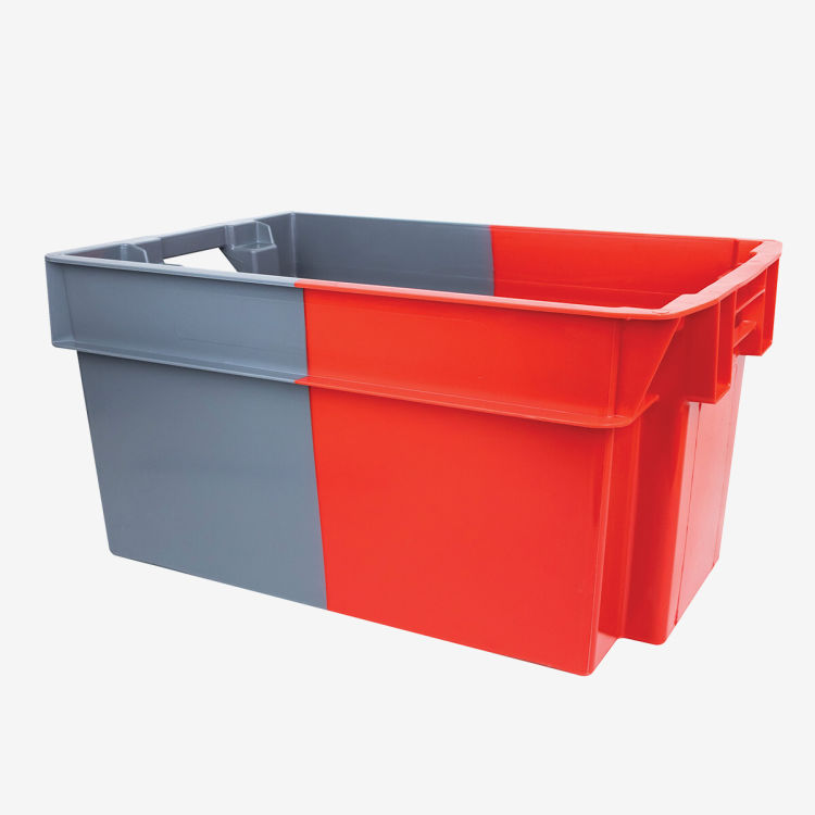 Bac plein empilable et emboîtable bicolore gris/rouge