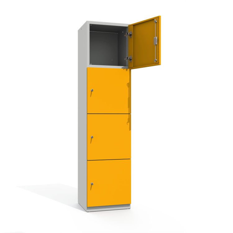 Büroschrank Premium 4 Fächer 4 Türen mit lichtgrauem Korpus