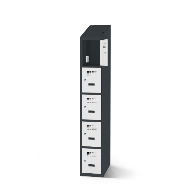 Fächerschrank mit Ladefunktion 5 Fächer mit anthrazitgrauem Korpus