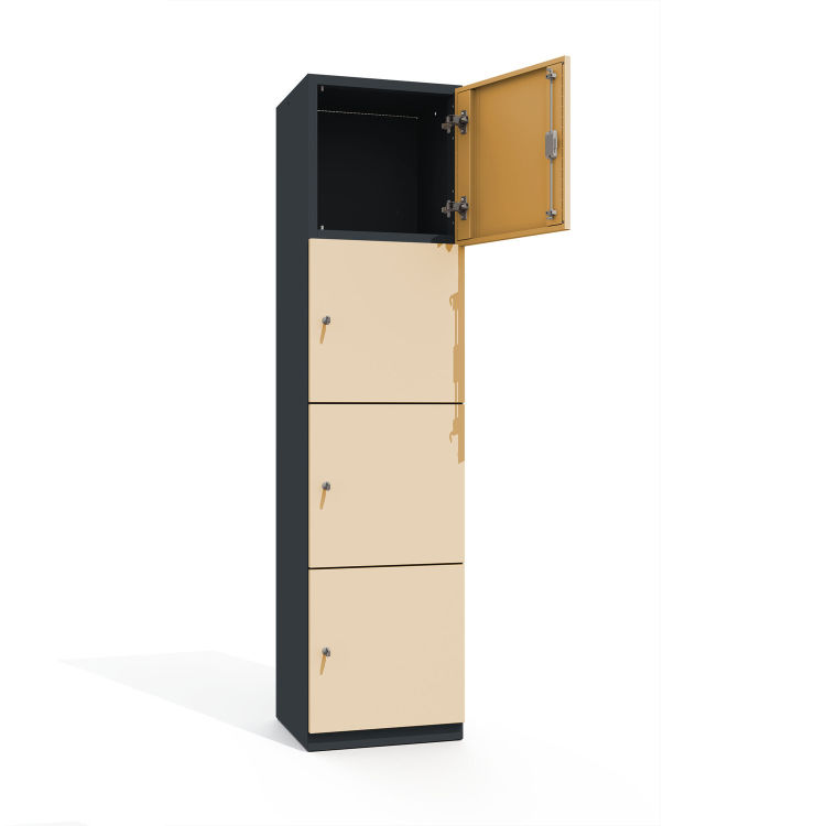 Büroschrank Premium 4 Fächer 4 Türen mit anthrazitgrauem Korpus