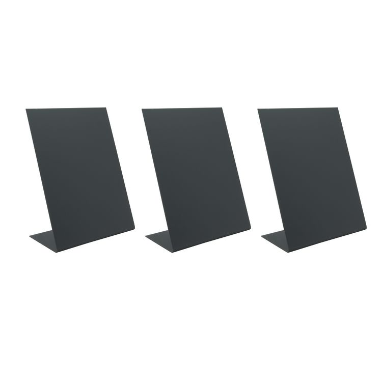 3er-Set Tischtafeln A5 - Schwarz - L-Form - Matte Vorderseite und glänzende Rückseite