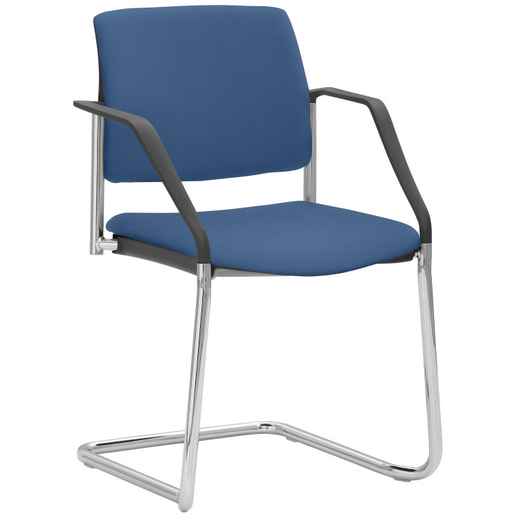 Stapel-/Konferenzstuhl 2518 (2 Stück Packung), Polyester-Stoff, Freischwinger-Gestell mit Armlehnen