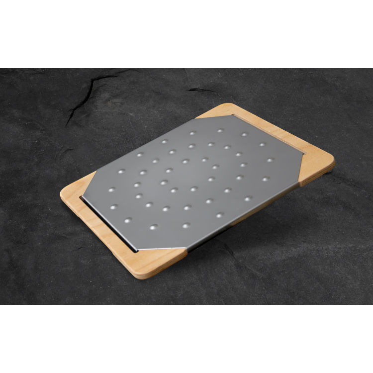 Stil casa, Set 6 Schneidebretter für Pizzen und Focaccia, Holzständer, Edelstahlplatte