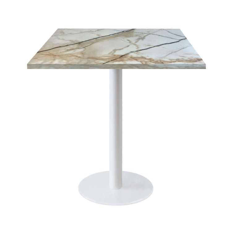 Tavolo Roma quadrato base bianco - laminato legno & pietra