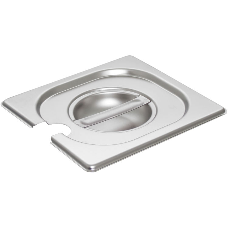 Couvercle pour bac GN 1/6 en inox avec logement pour cuillère