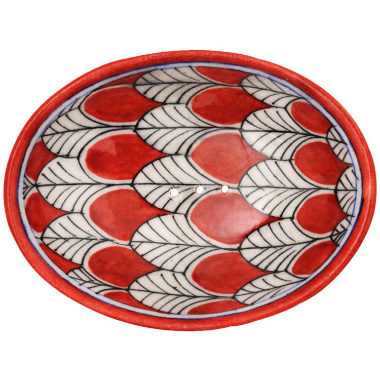 Seifenschale 'BLUE POTTERY' rot, aus Keramik, oval