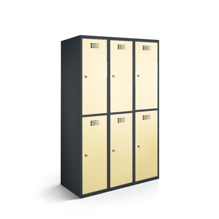 Garderobenspind 6 Türen mit anthrazitgrauem Korpus