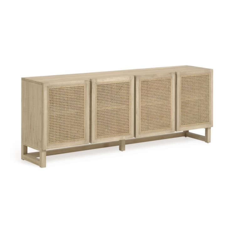 Rexit Sideboard 4 Türen aus Mindimassivholz und -furnier mit Rattan