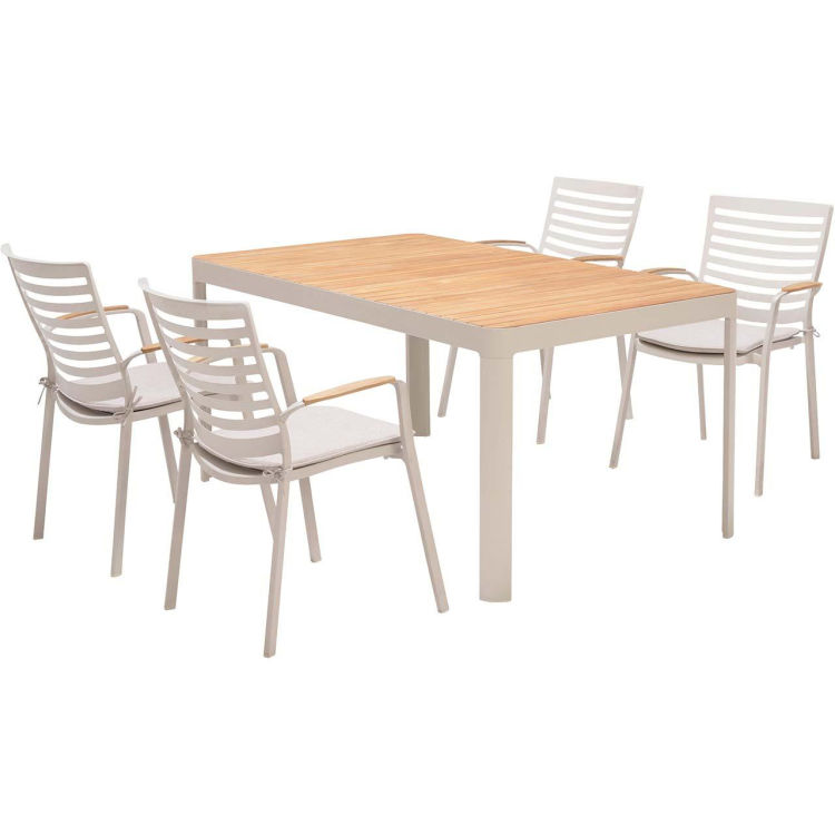 Gartenmöbel-Set 'Portals' 4 Stühle, 1 Tisch 161 x 95, ecru