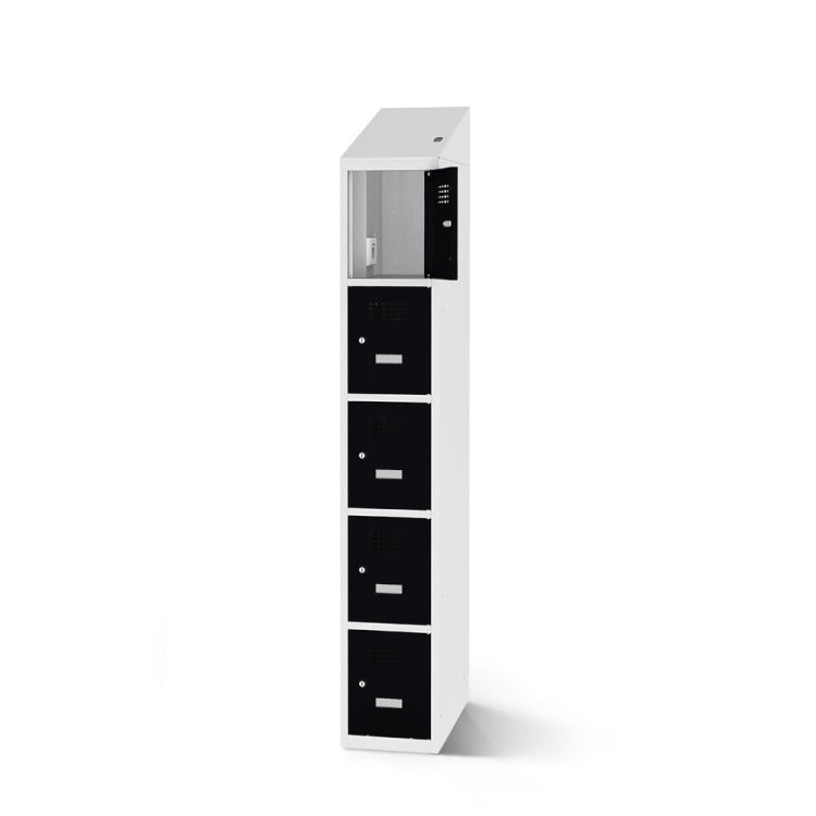 Fächerschrank mit Ladefunktion 5 Fächer mit lichtgrauem Korpus