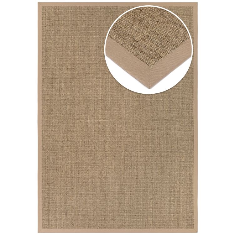 Purstoff haselbraun mit Baumwollbordüre rund