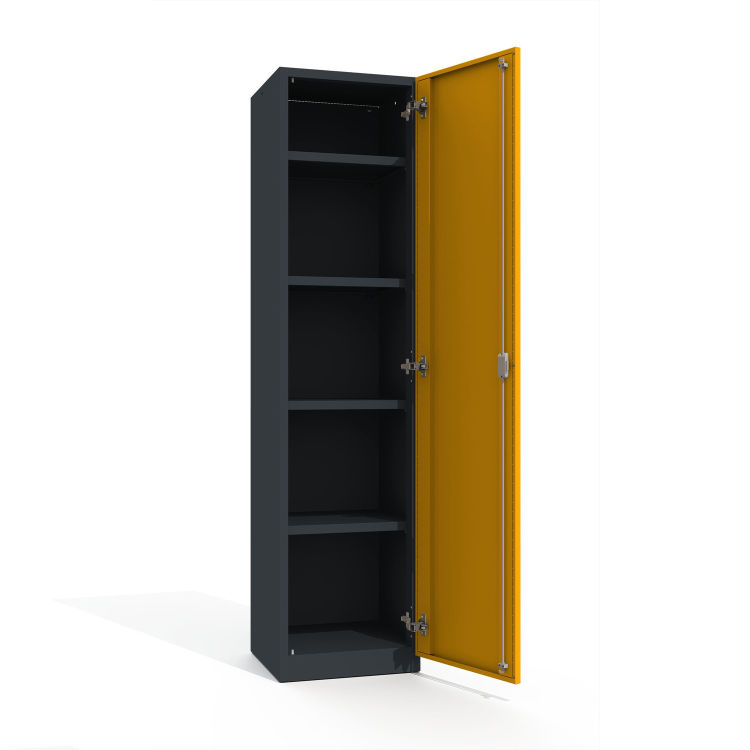 Büroschrank Premium 5 Fächer 1 Tür mit anthrazitgrauem Korpus