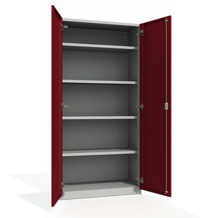 Büroschrank Premium 5 Fächer Flügeltüren mit lichtgrauem Korpus