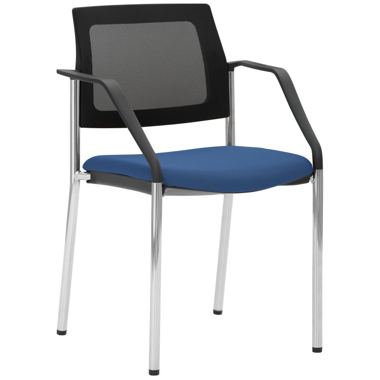 Stapel-/Konferenzstuhl 2519 (2 Stück Packung), Polyester-Stoff, 4-Fuß-Gestell mit Armlehnen