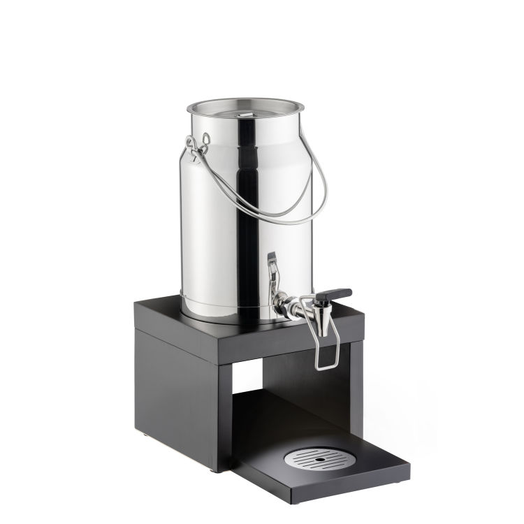 Milchdispenser -BRIDGE- 18/8 Edelstahl Buche, massiv 1 Kühlakku im Standfuß inklusive Touchless Adapter