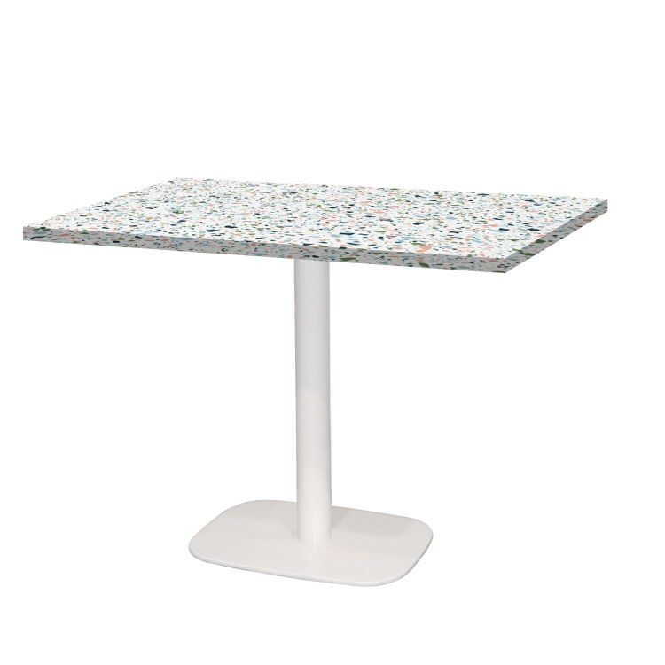 Table Round rectangulaire pied blanc - décors bois & pierres