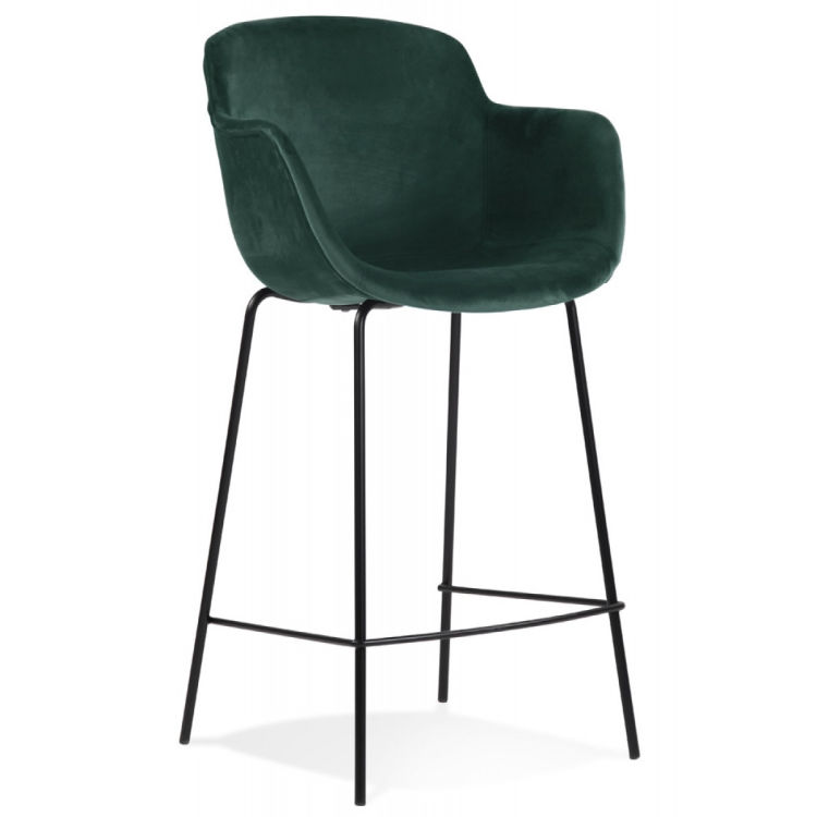 Retro Mittelhoher Snackhocker LARISSA MINI aus grünem Samt