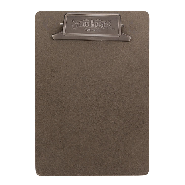 Speisekarte A4 Vintage mit Edelstahlklemme - Grau