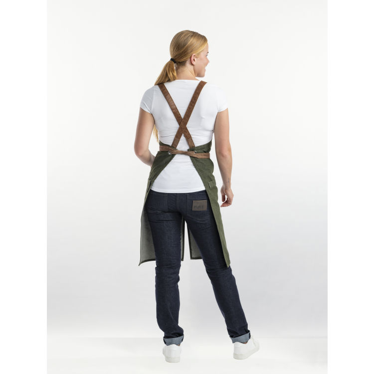 Latzschürze Forene Cross Green Denim W7590