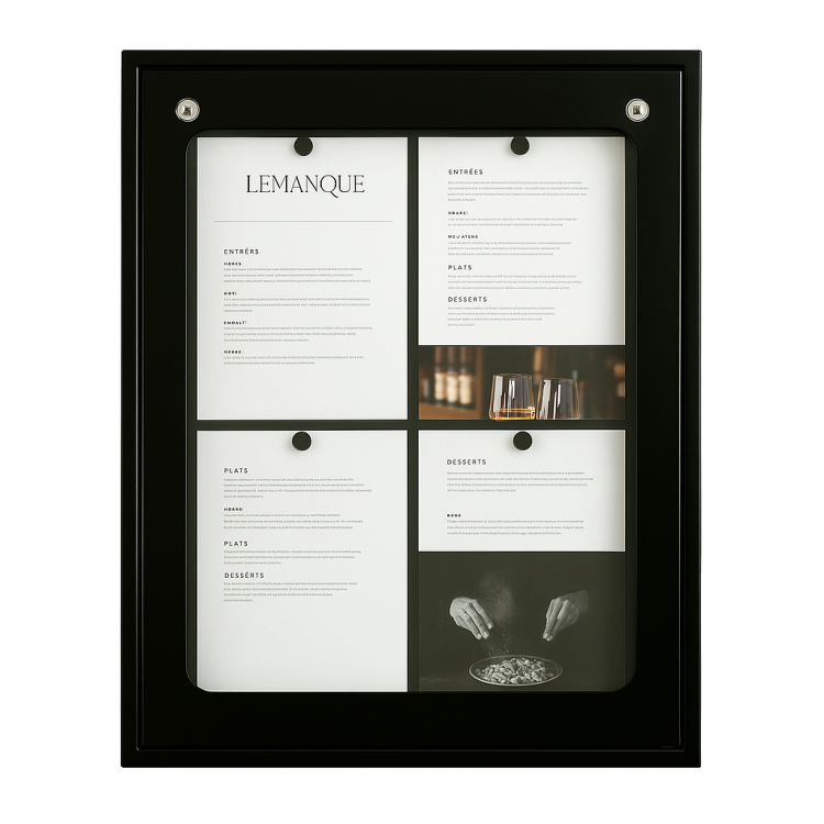 Porte-menu mural 4 x A4 Luberon avec éclairage LED