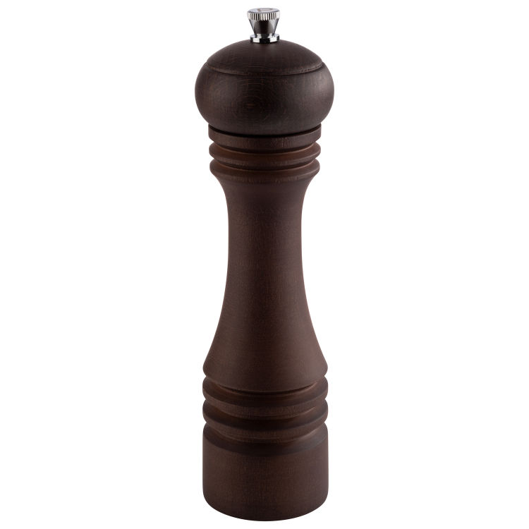 Salzmühle Ø 5,5 cm, H: 15,5 cm Buchenholz, dunkel Keramikmahlwerk Mahlgrad stufenlos einstellbar Schaft aus Edelstahl