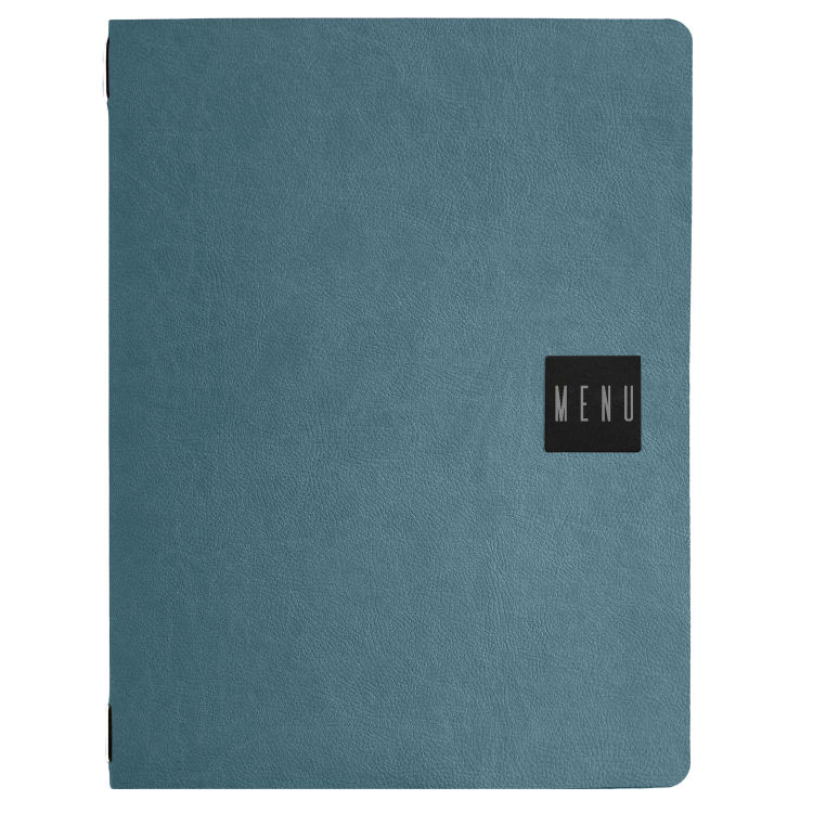 Stil casa, 12er-Set A4 Menükartenhalter, Polyurethan, 24,3xh. 31,6 cm, drei Innenhüllen aus Kunststoff, elastischer Umschlaghalter, hellblau (sky).