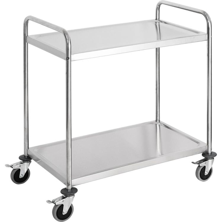 Chariot de service Stalgast en inox avec deux plateaux